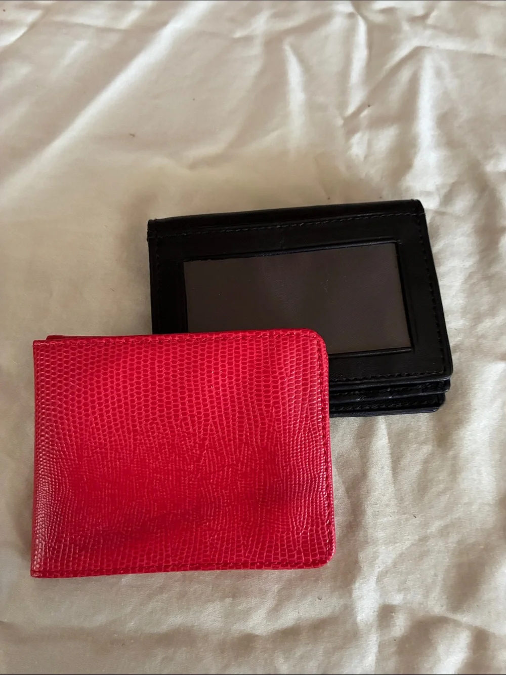 Two Red and Black Slim leather Wallet Card Holder